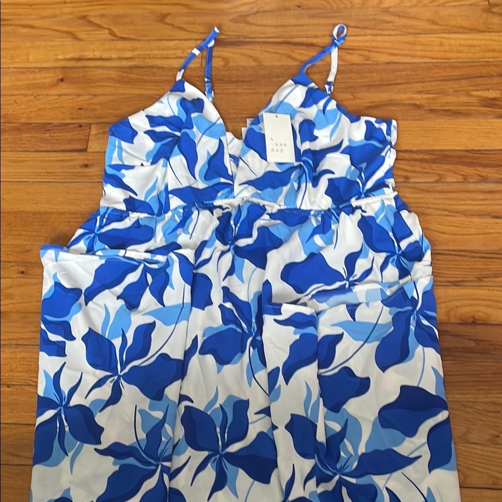A New Day Blue and White Patterned Dress